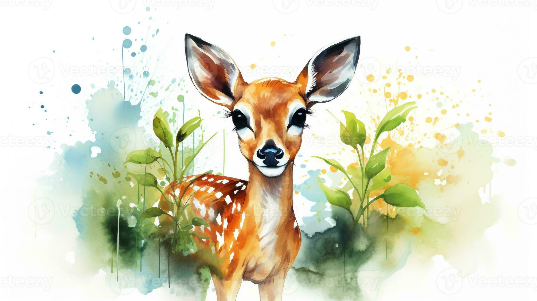 a cute little Impala in watercolor style. Generative AI photo