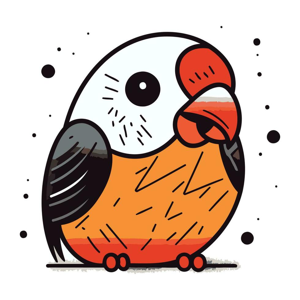 Cute parrot cartoon vector illustration. Hand drawn parrot icon.