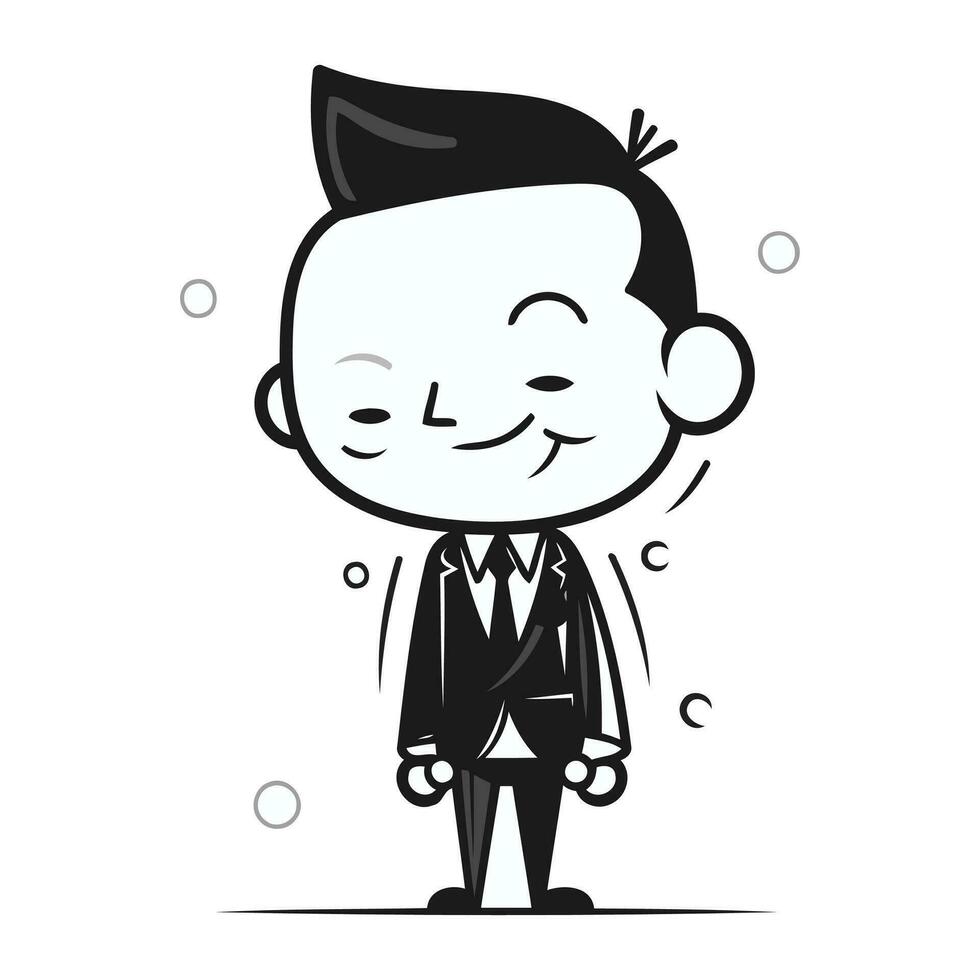 Vector cartoon illustration of a businessman in a suit with a smile.