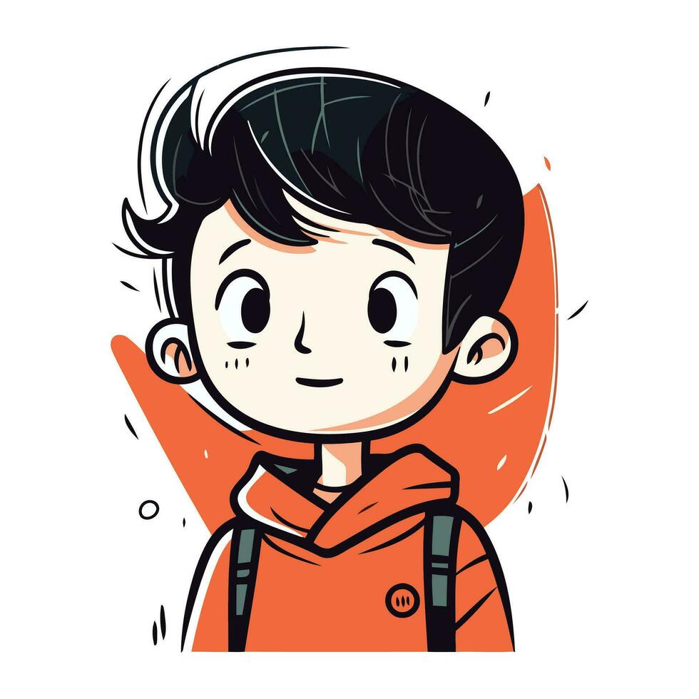 Vector illustration of a boy with a backpack. Cute cartoon character.