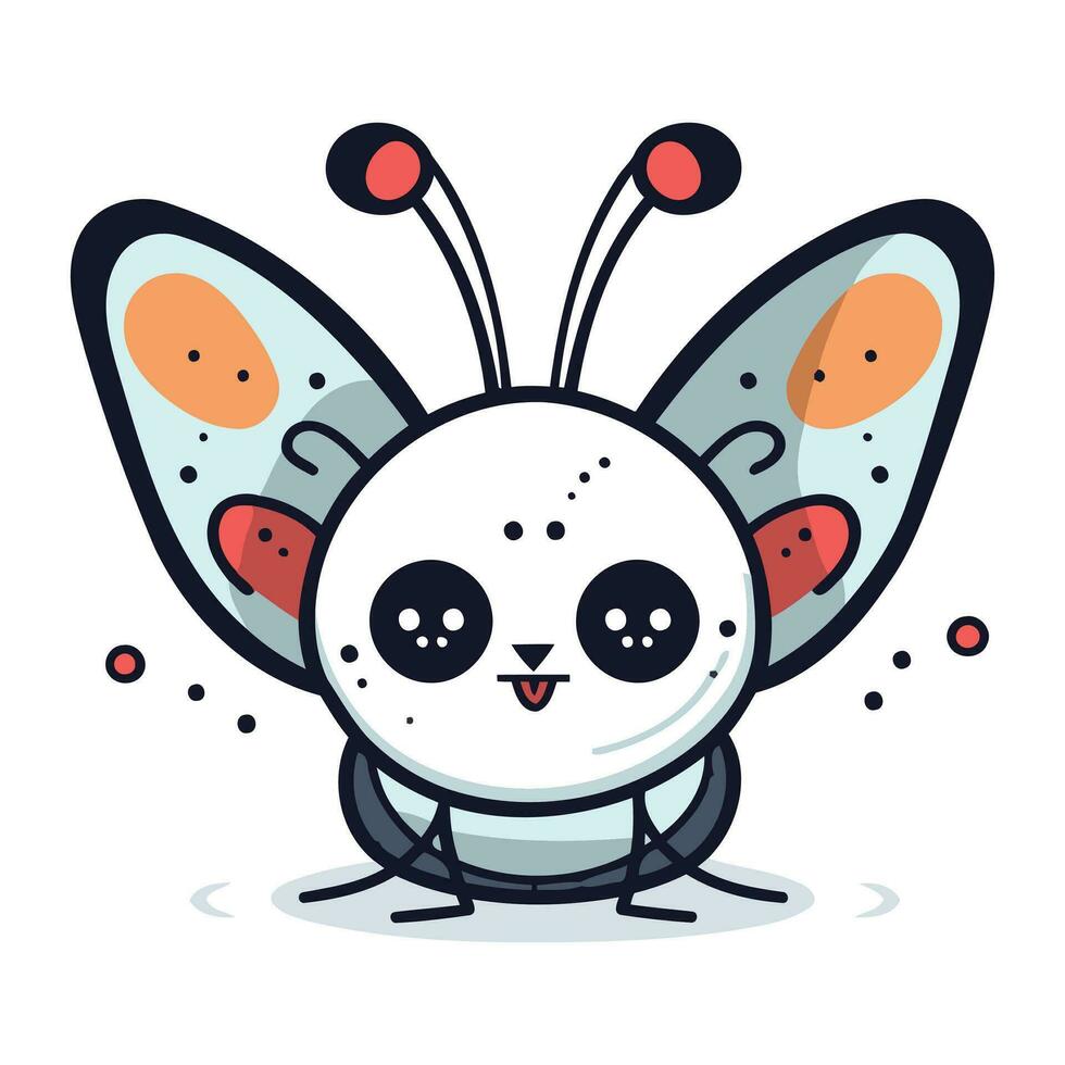 Cute Butterfly Cartoon Mascot Character. Vector Illustration.
