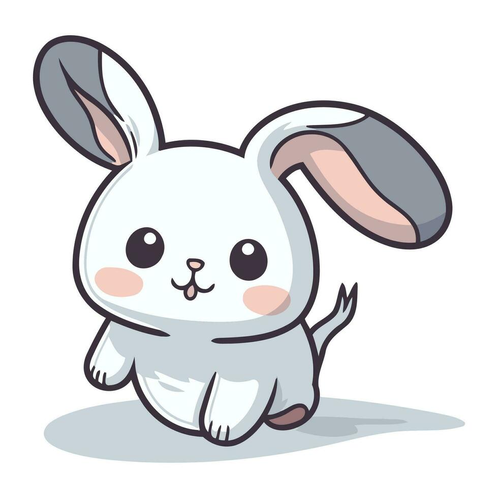 Cute rabbit cartoon character vector illustration. Cute cartoon bunny.