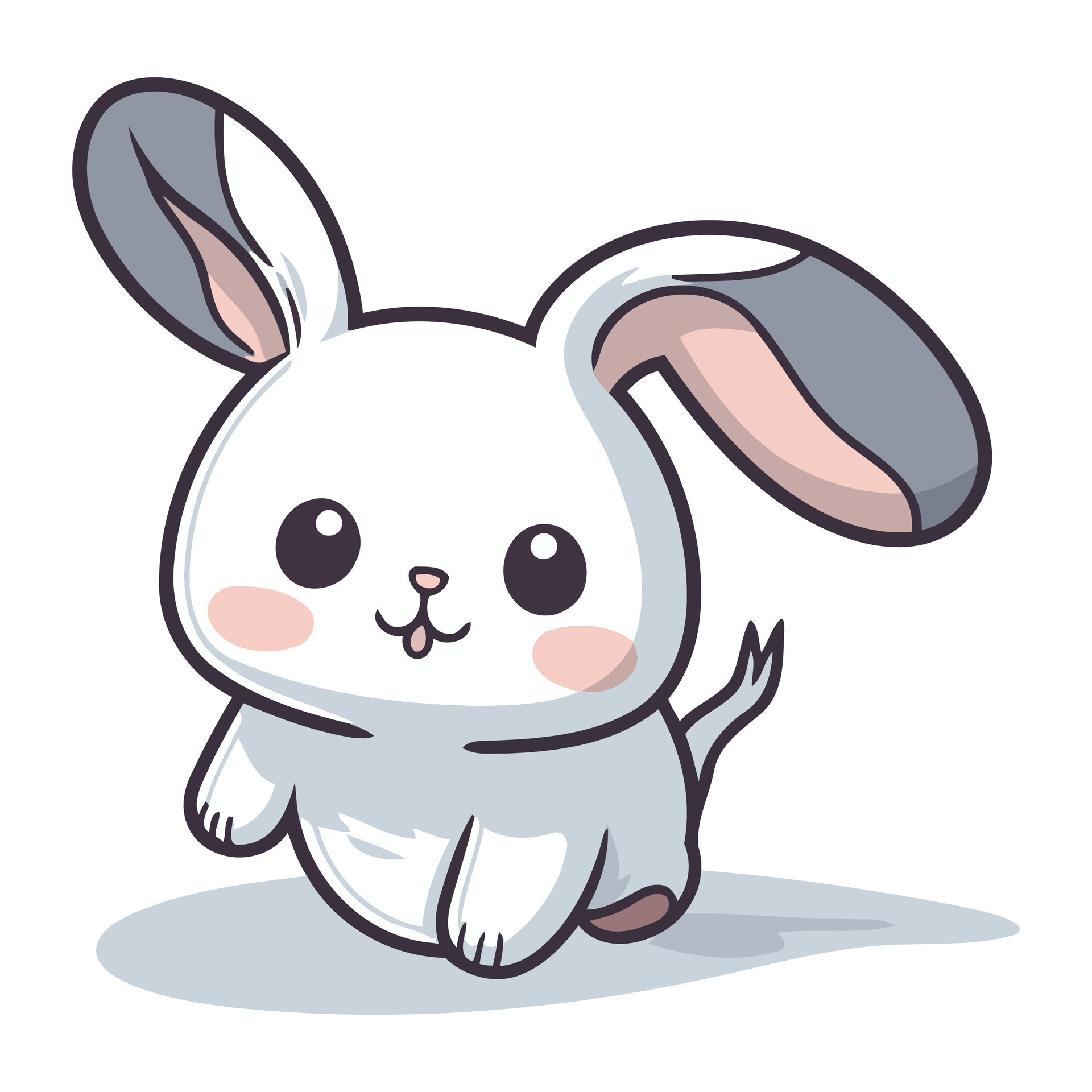 Cute rabbit cartoon character vector illustration. Cute cartoon bunny