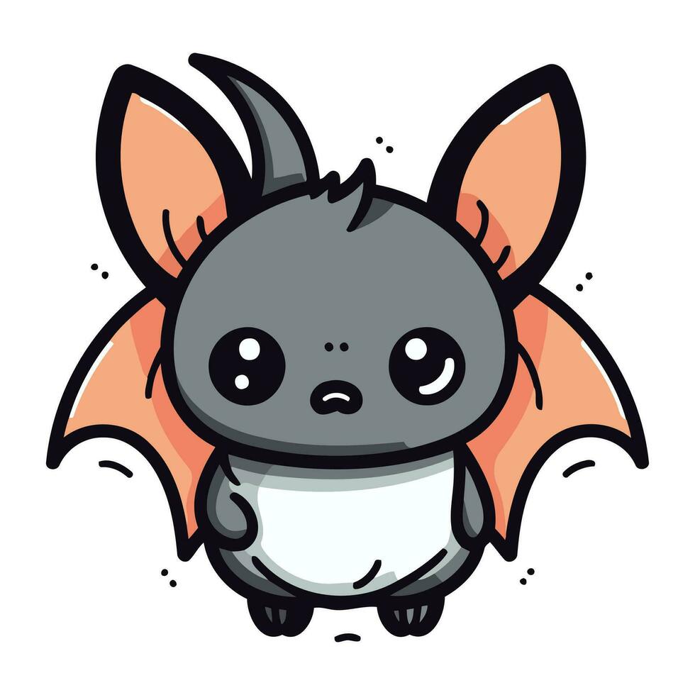 Cute cartoon bat. Vector illustration isolated on a white background.