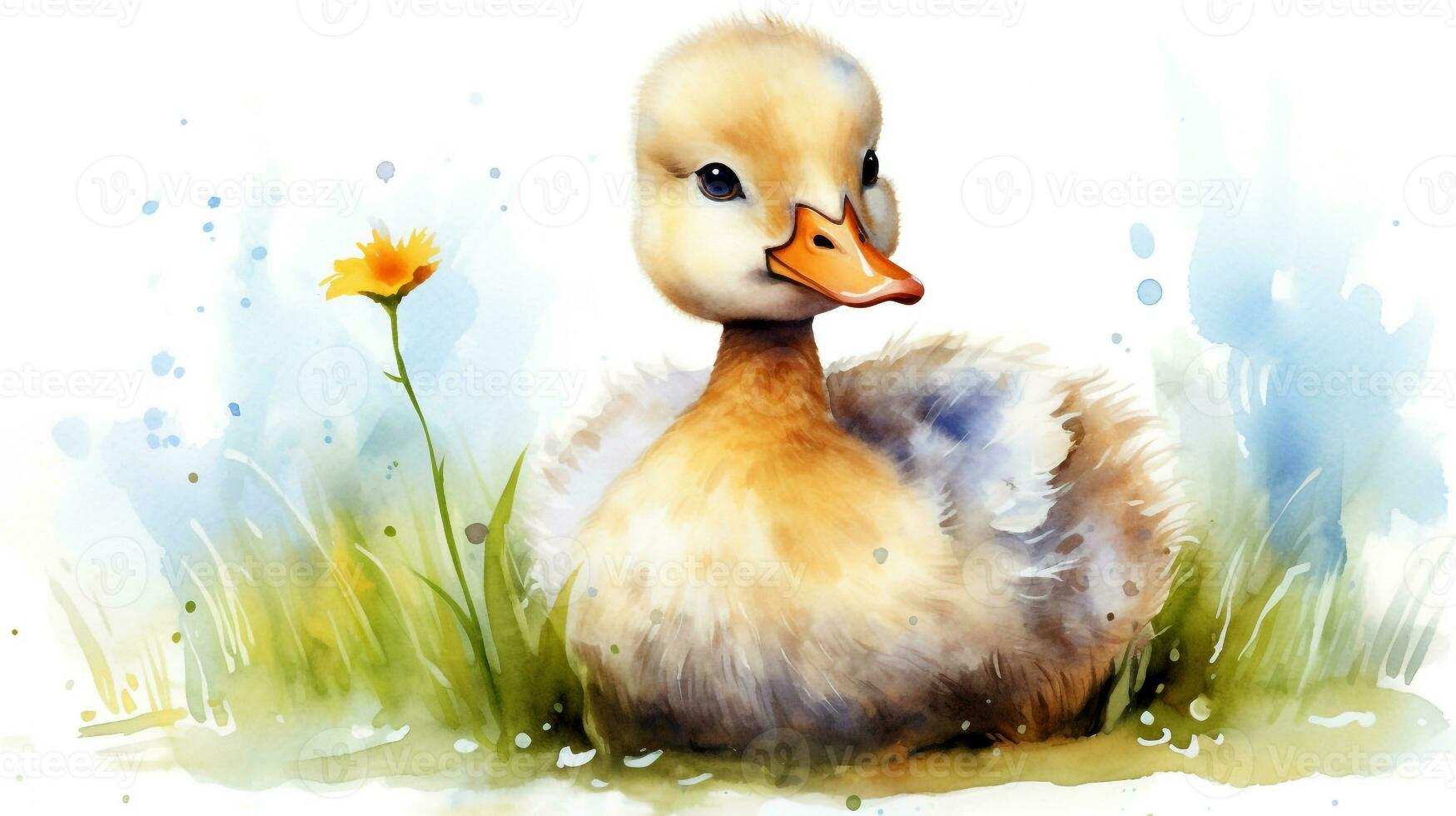 a cute little Goose in watercolor style. Generative AI photo