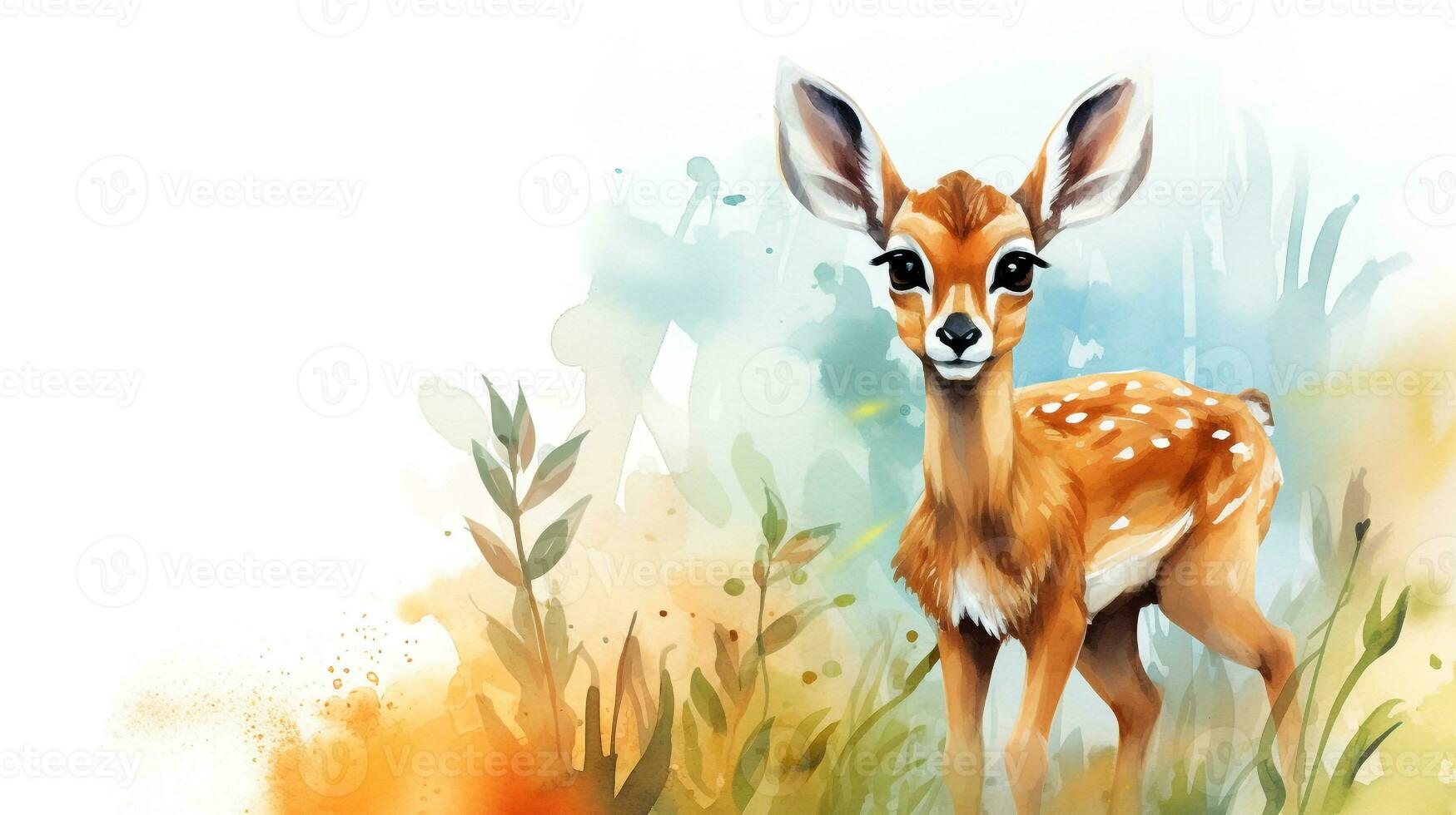 a cute little Gazelle in watercolor style. Generative AI photo