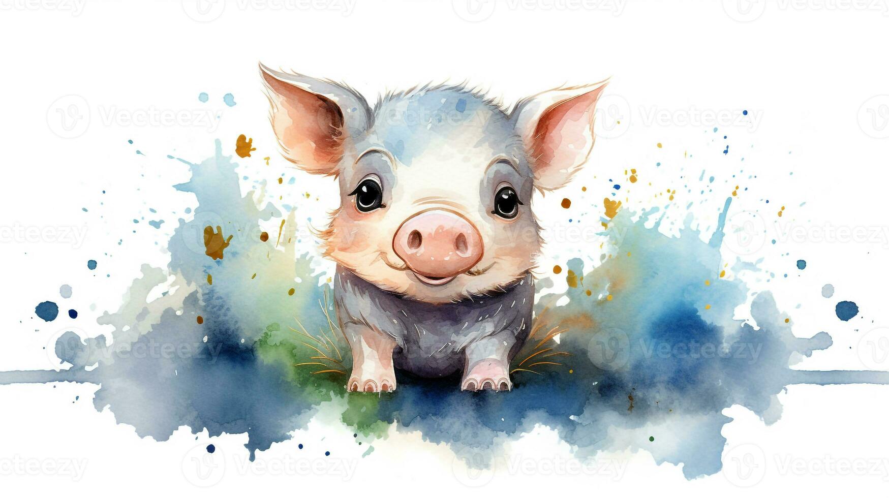 a cute little Guinea Pig in watercolor style. Generative AI photo