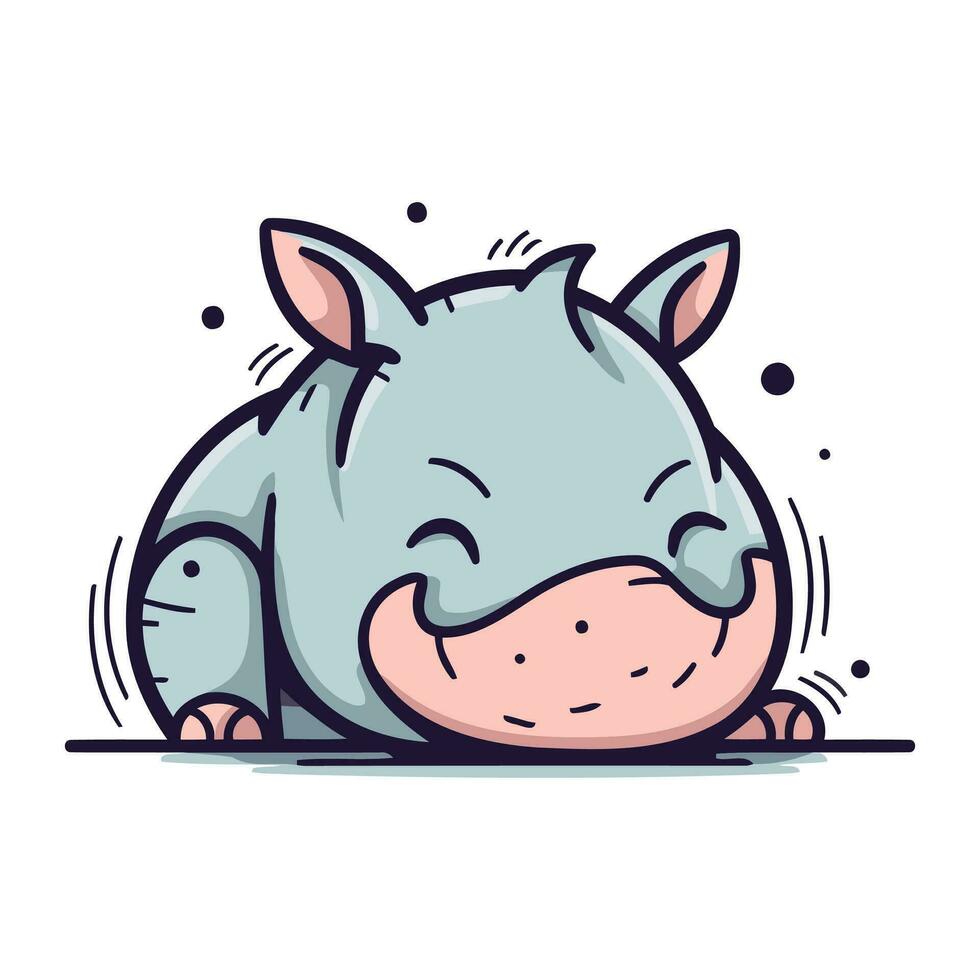 Cute hippo vector illustration. Cute cartoon hippo.