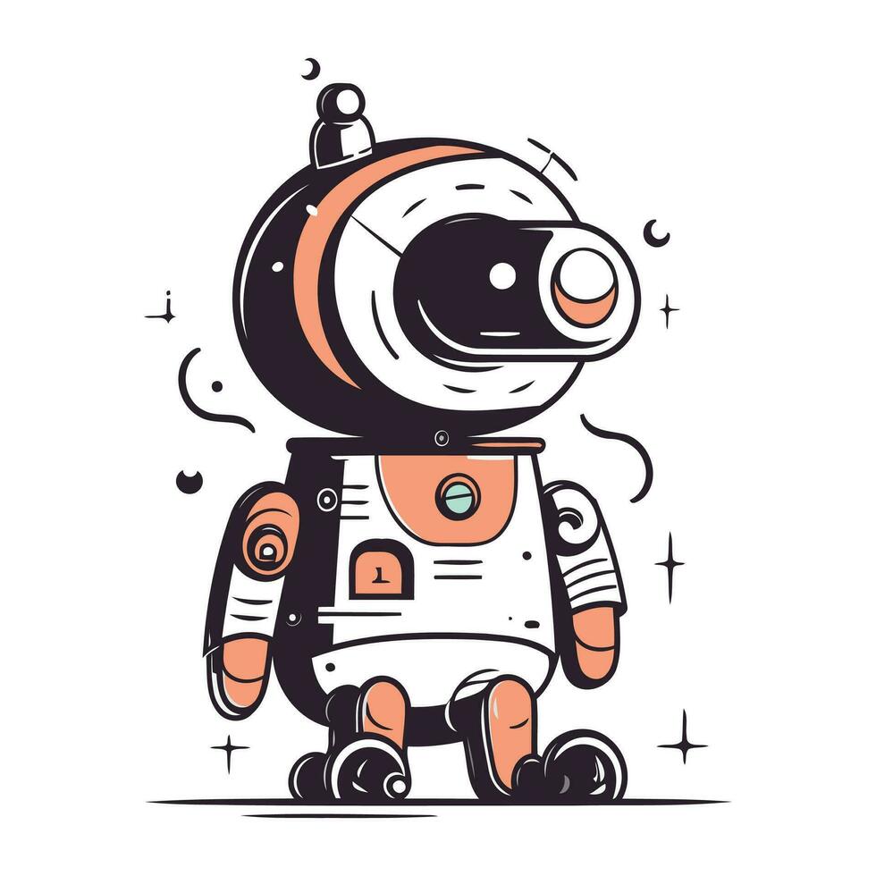 Cute cartoon robot in flat style. Isolated vector illustration.