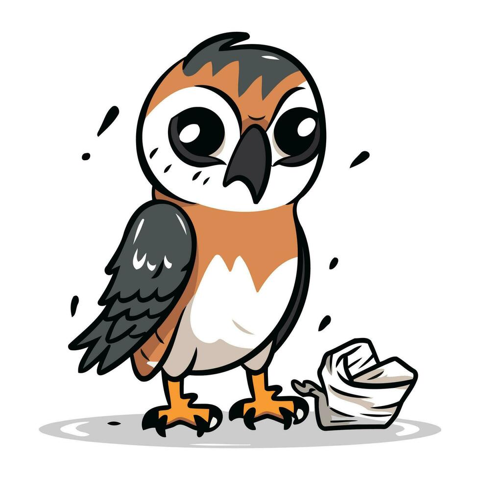 Illustration of a Cute Owl with a Toilet Paper in its Mouth vector