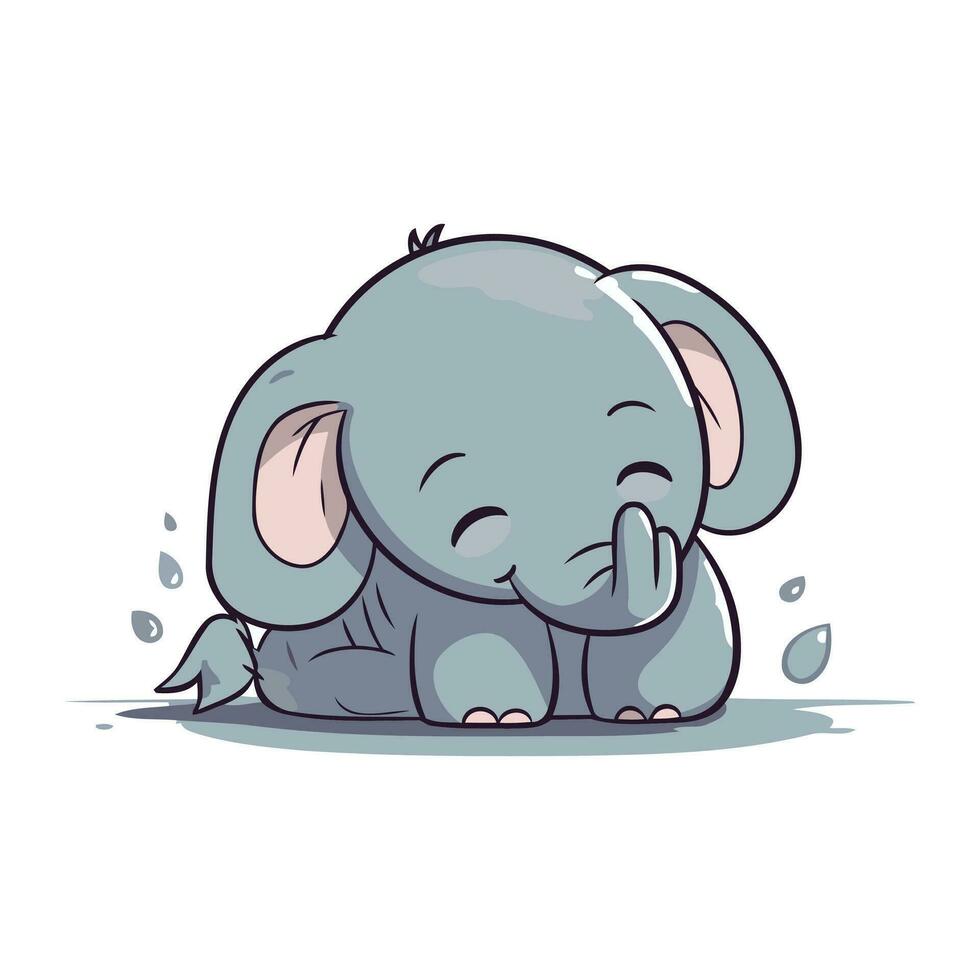 Cute little elephant cartoon vector illustration isolated on a white background.