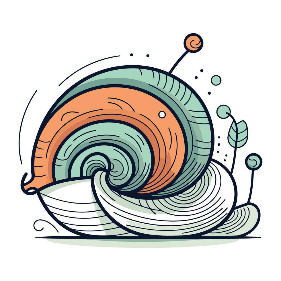 Cartoon snail. Coloring book for adults. Vector illustration.