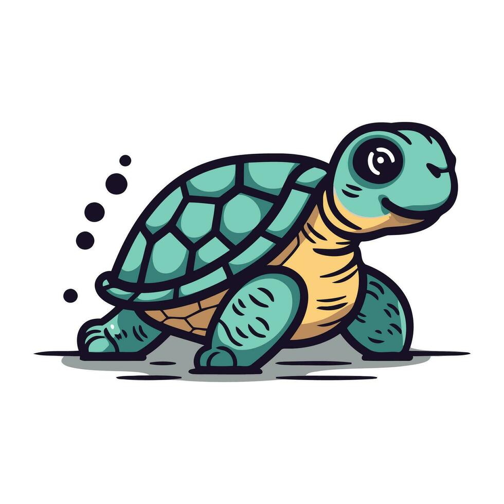 linda dibujos animados Tortuga aislado en un blanco antecedentes. vector ilustración.