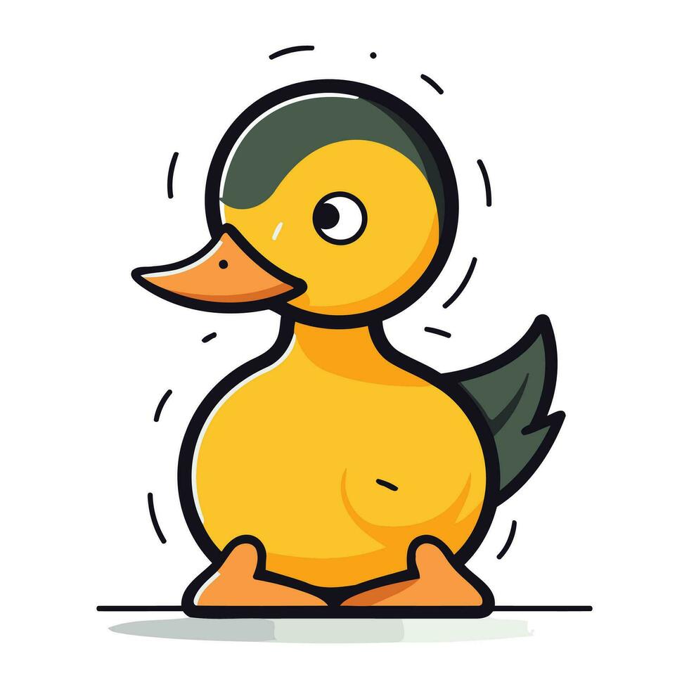 Cute duckling cartoon. Vector illustration in flat design style.