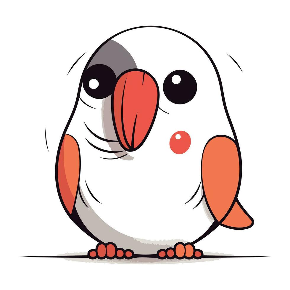 Cute cartoon parrot. Vector illustration isolated on white background.