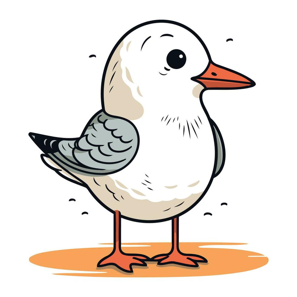 Vector illustration of a seagull standing on its hind legs.