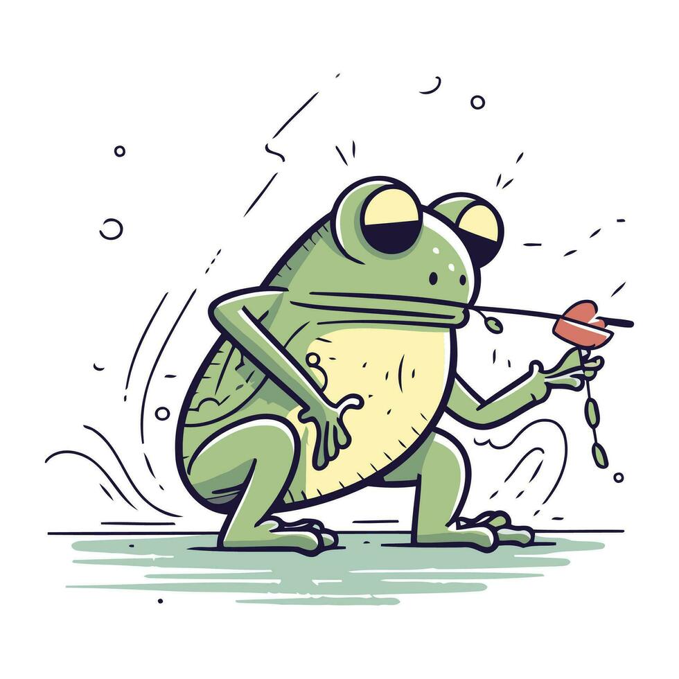 Frog with a microphone. Vector illustration of a cartoon frog.