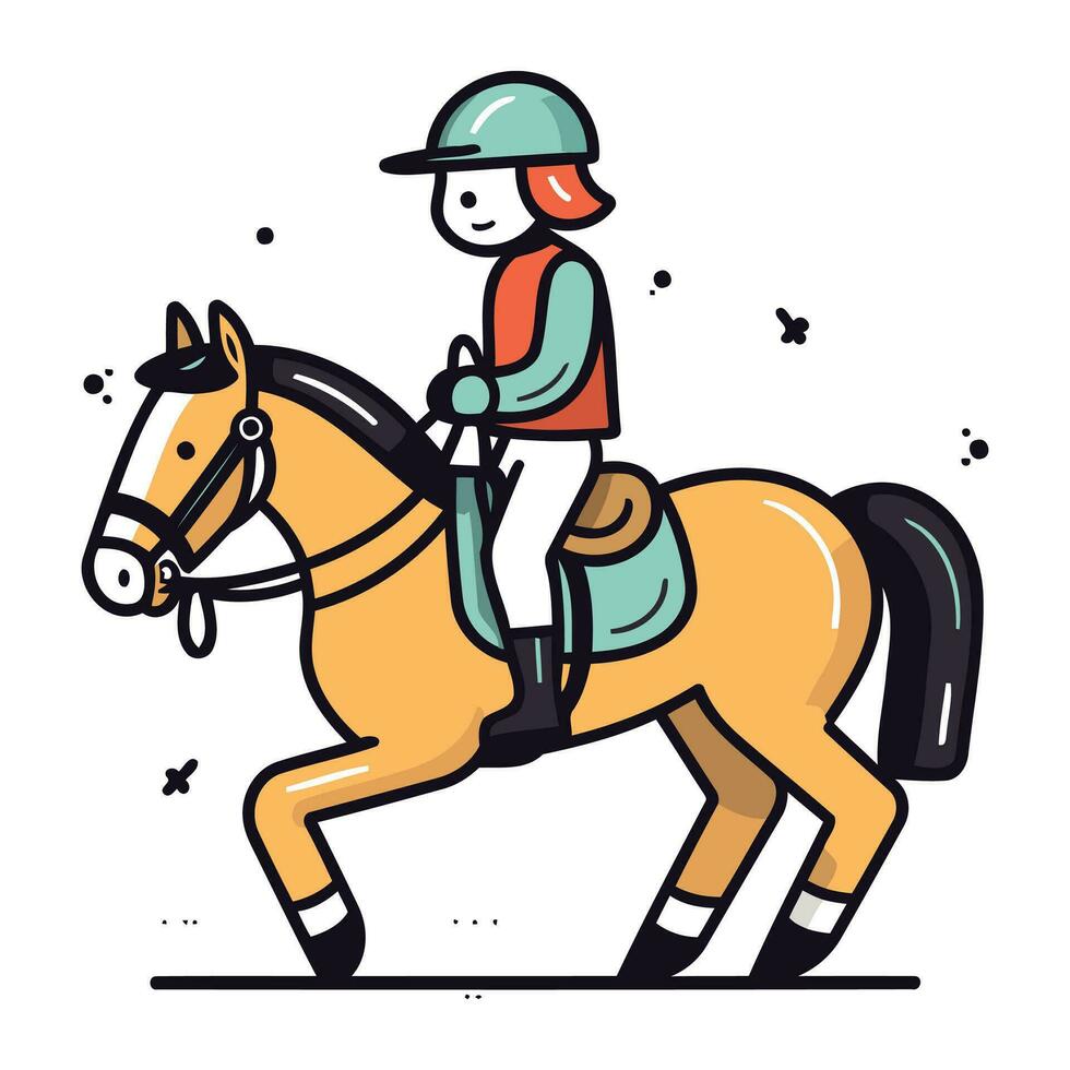 ilustración de un jockey montando un caballo. vector ilustración.