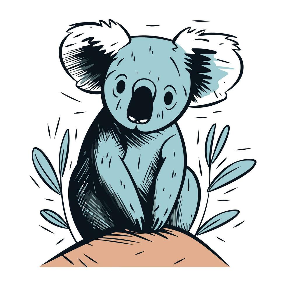 linda coala. mano dibujado vector ilustración en bosquejo estilo.