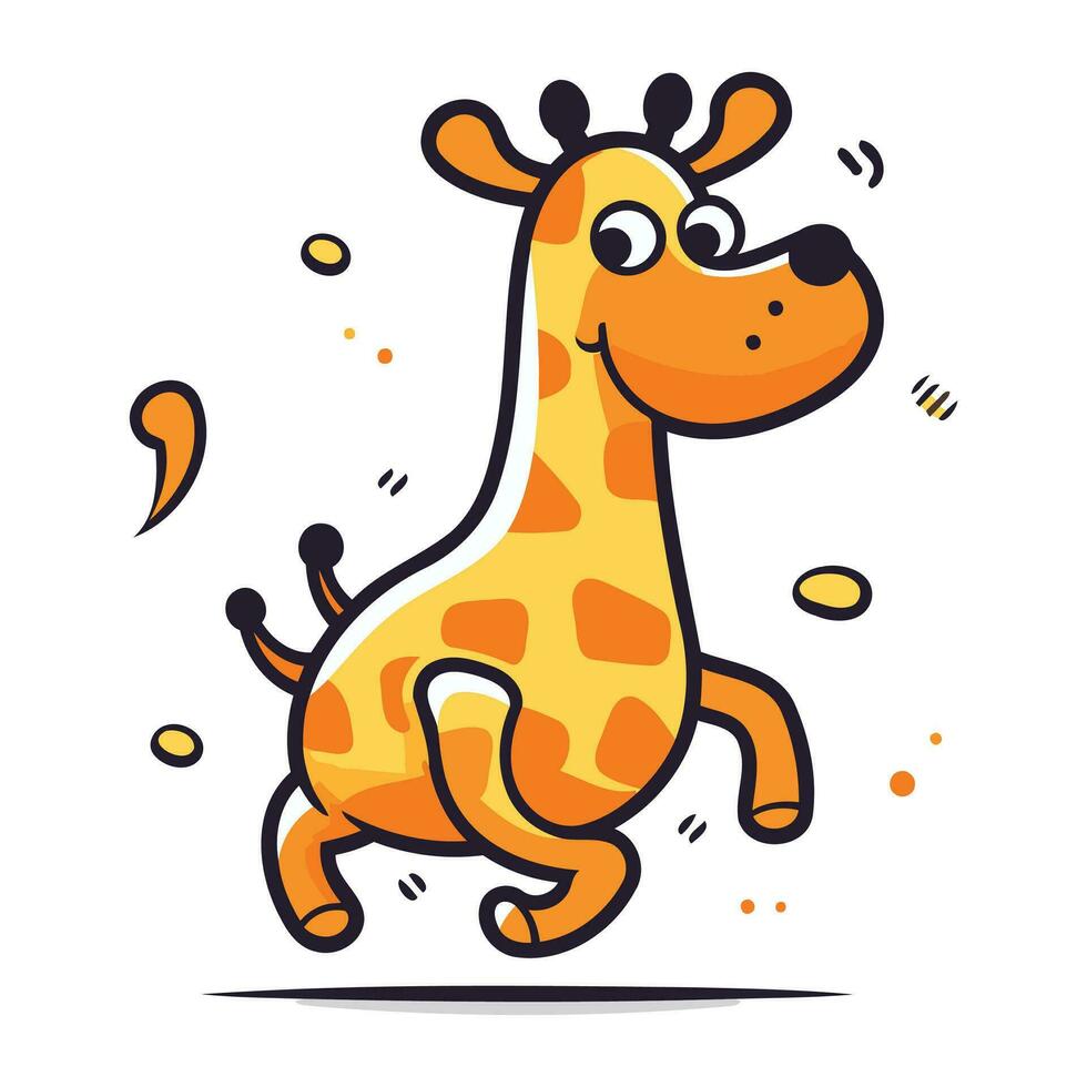 linda dibujos animados jirafa saltando vector ilustración para tu diseño.