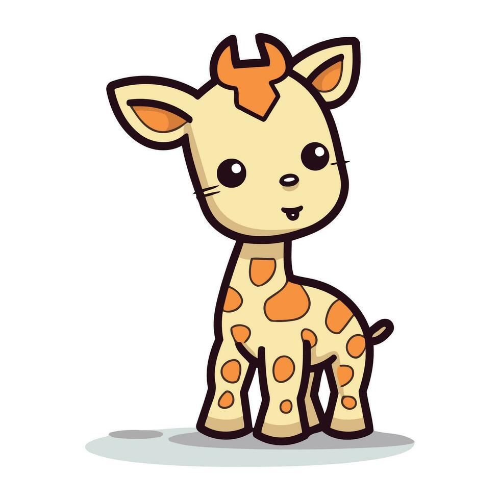 Cute Giraffe Cartoon Character Vector Illustration. Flat Design Style