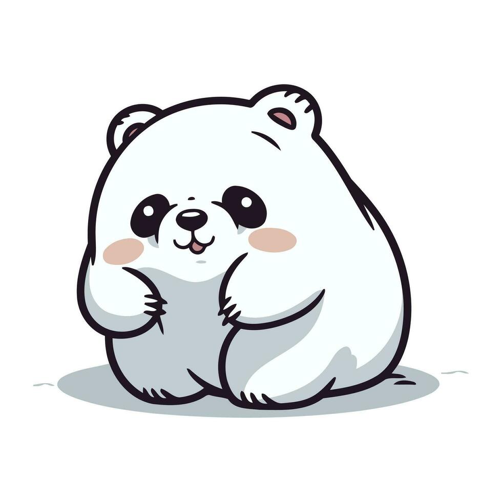 Polar bear vector illustration. Cute cartoon panda bear.