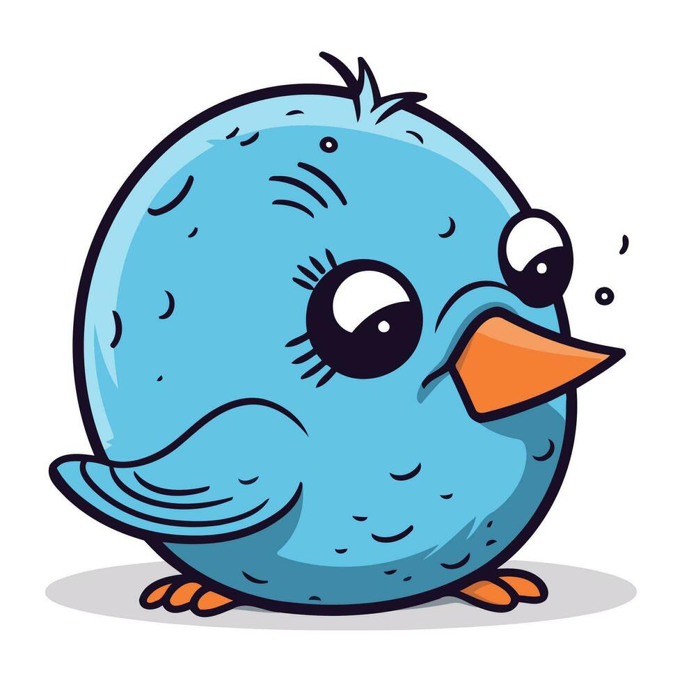 Cute Blue Bird Cartoon Mascot Character Vector Illustration.