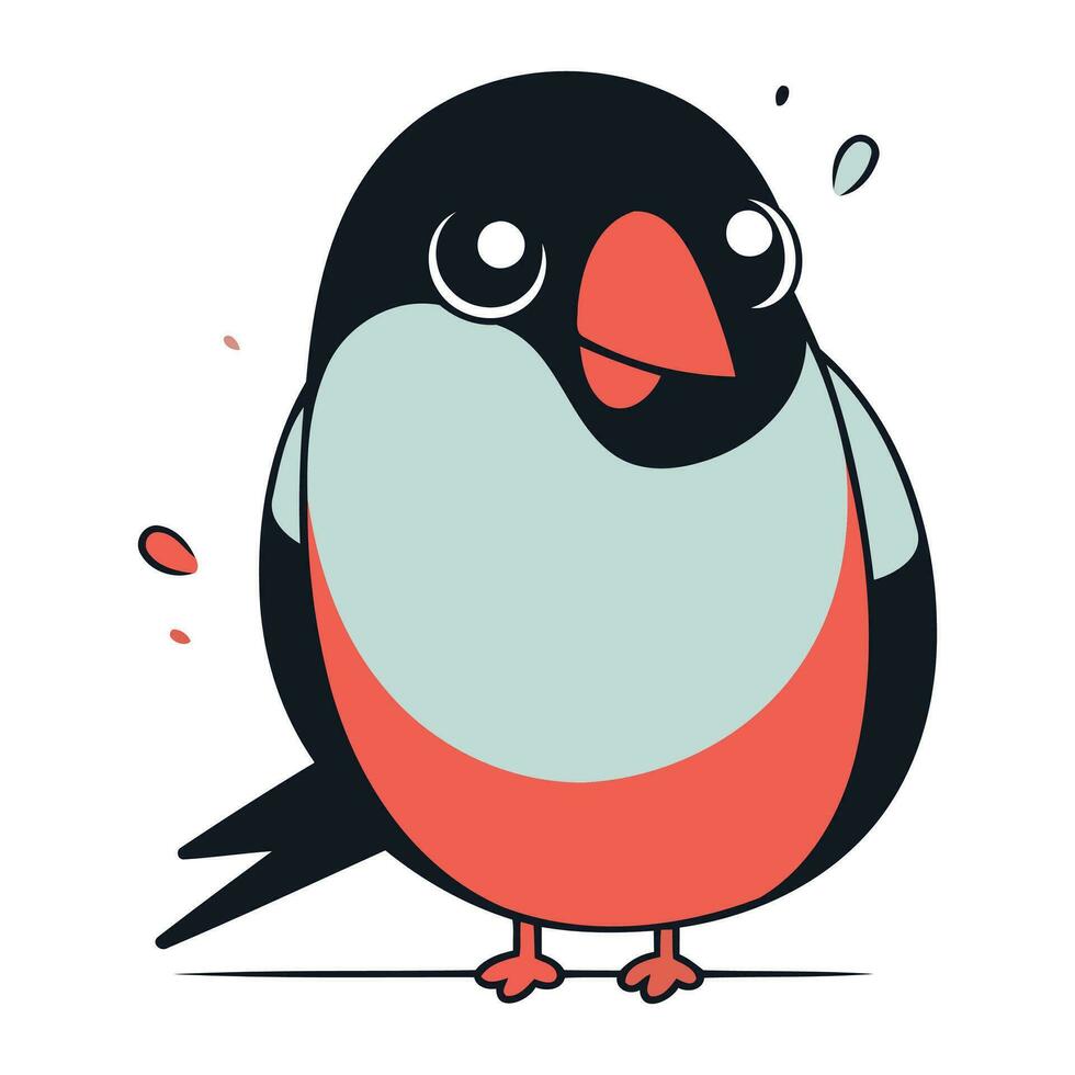 Cute penguin. Vector illustration on white background. Flat style.