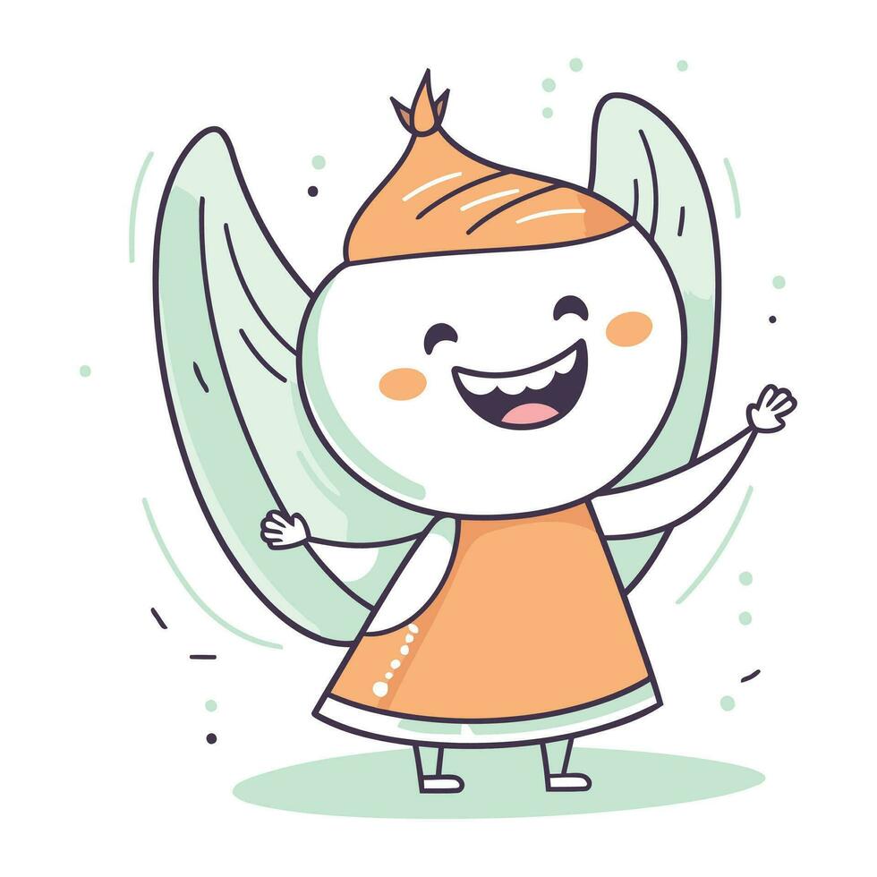 Cute cartoon angel with wings. Vector illustration for kids design.