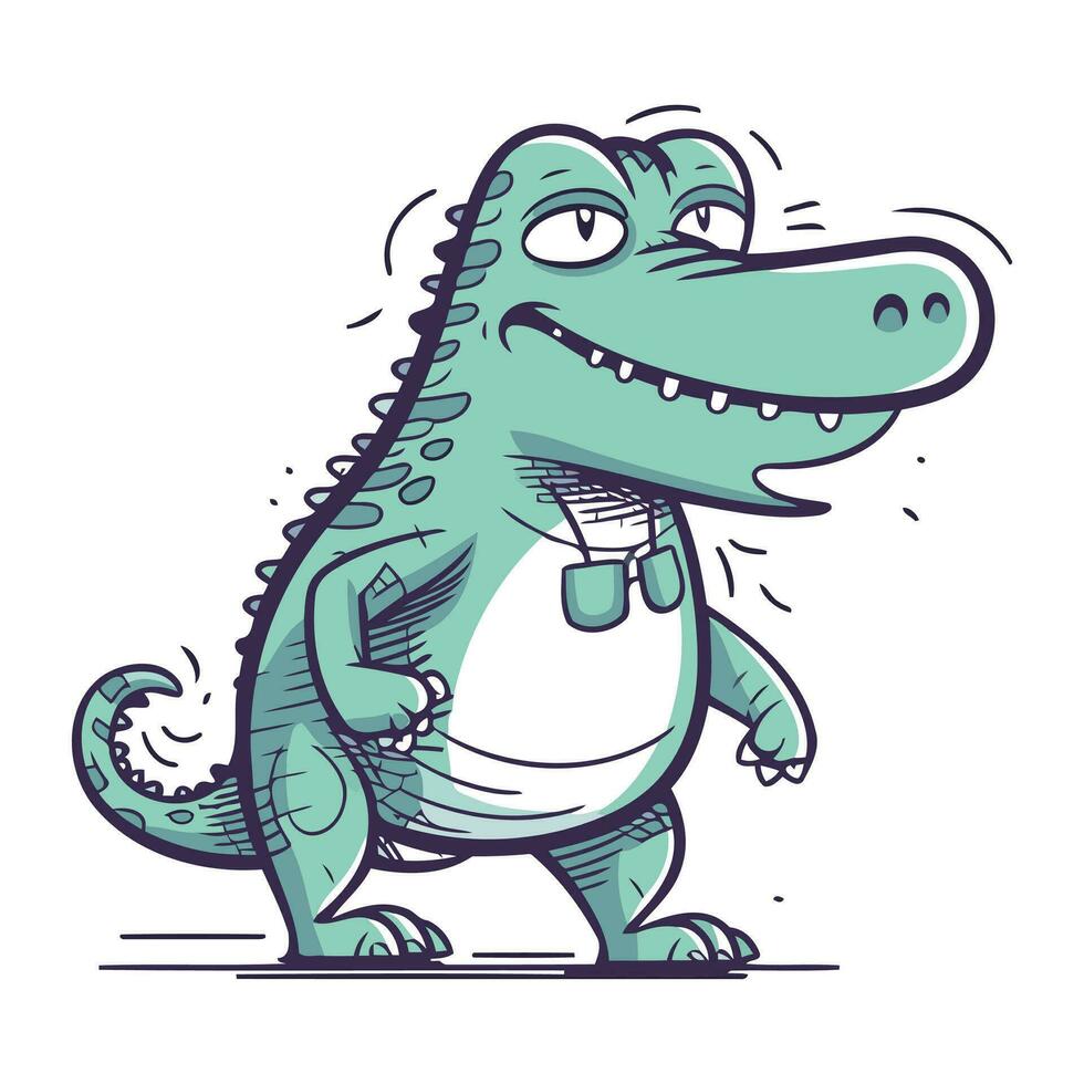 Cartoon crocodile. Vector illustration of a cute crocodile.