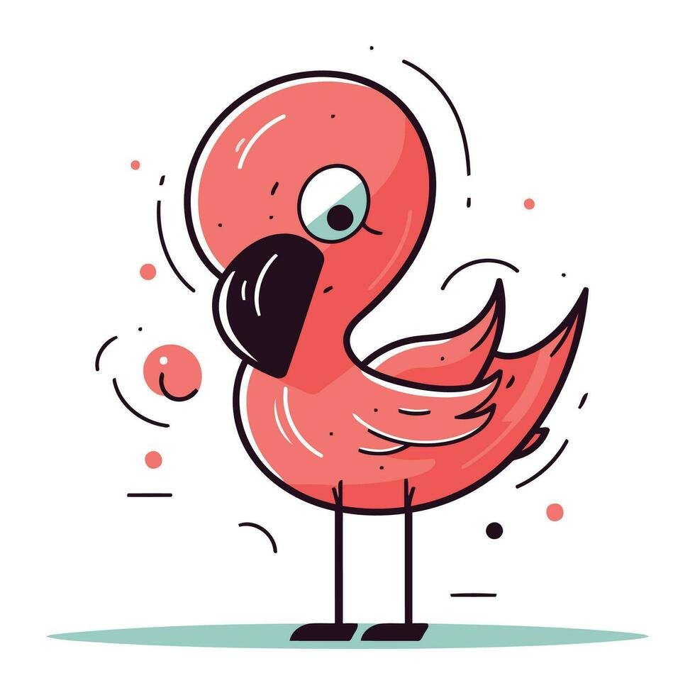 Funny flamingo character. Vector illustration in cartoon comic style.