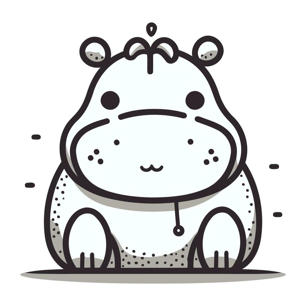 Cute hippopotamus. Vector illustration in doodle style