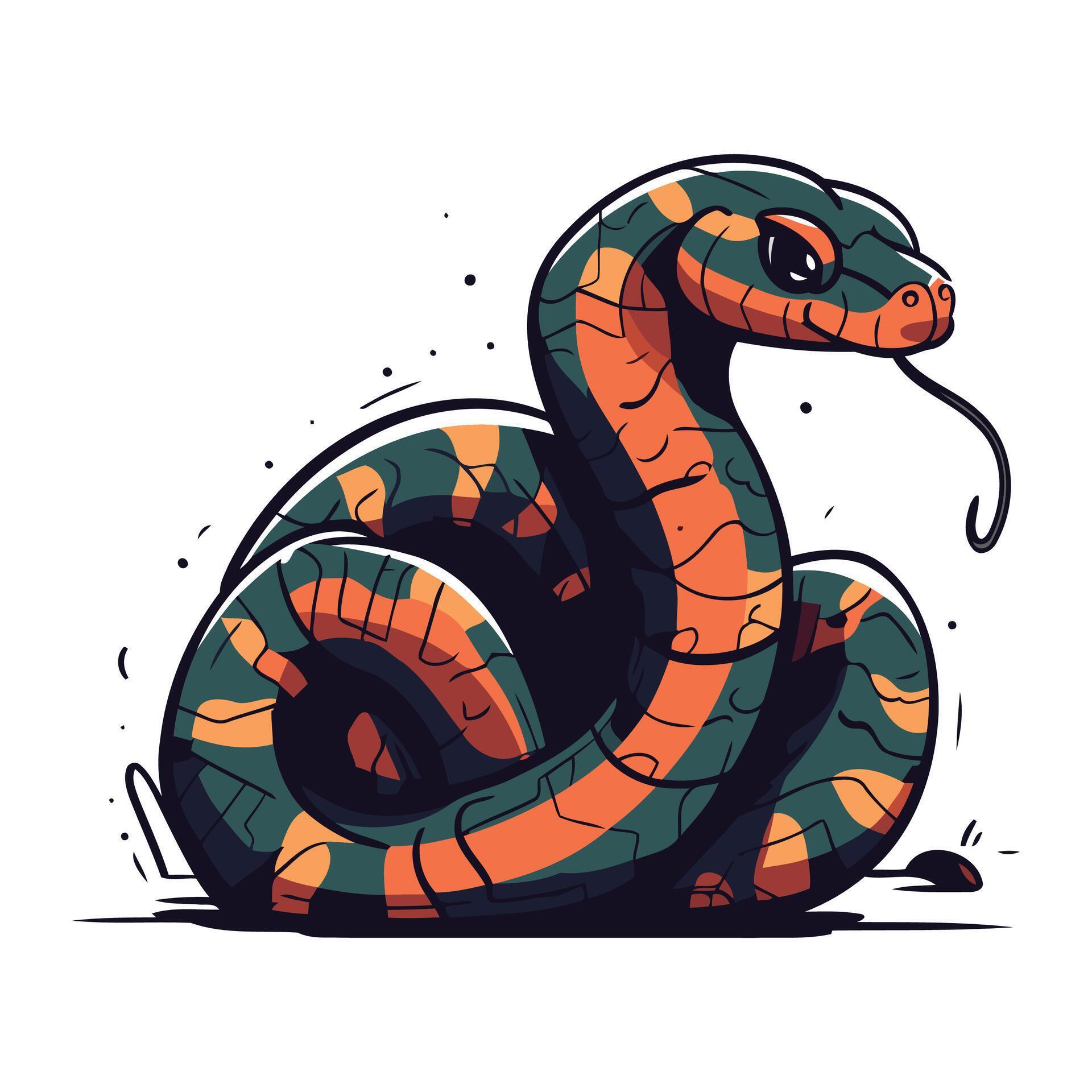 Cute hand drawn snake. Vector illustration isolated on white background ...