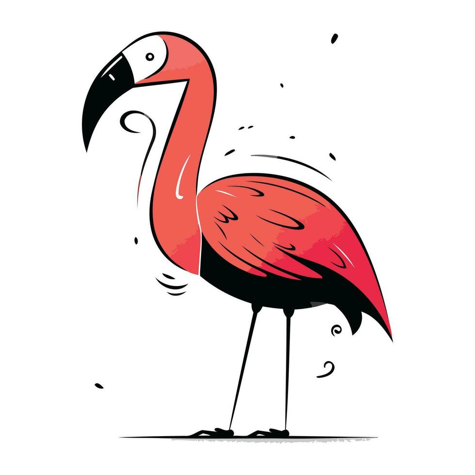 Flamingo. Hand drawn vector illustration. Isolated on white background.