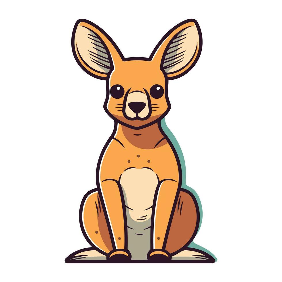 Kangaroo cartoon vector illustration. Isolated kangaroo on white background.
