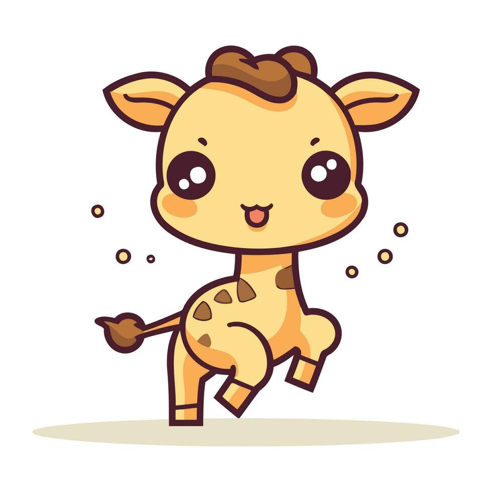 Cute cartoon baby giraffe. Vector illustration in a flat style