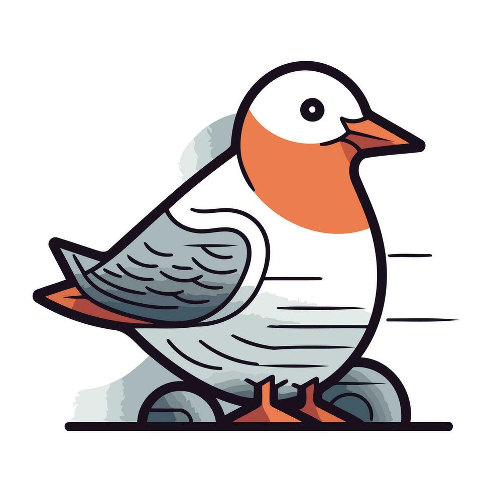 Pigeon bird cartoon doodle icon vector illustration graphic design