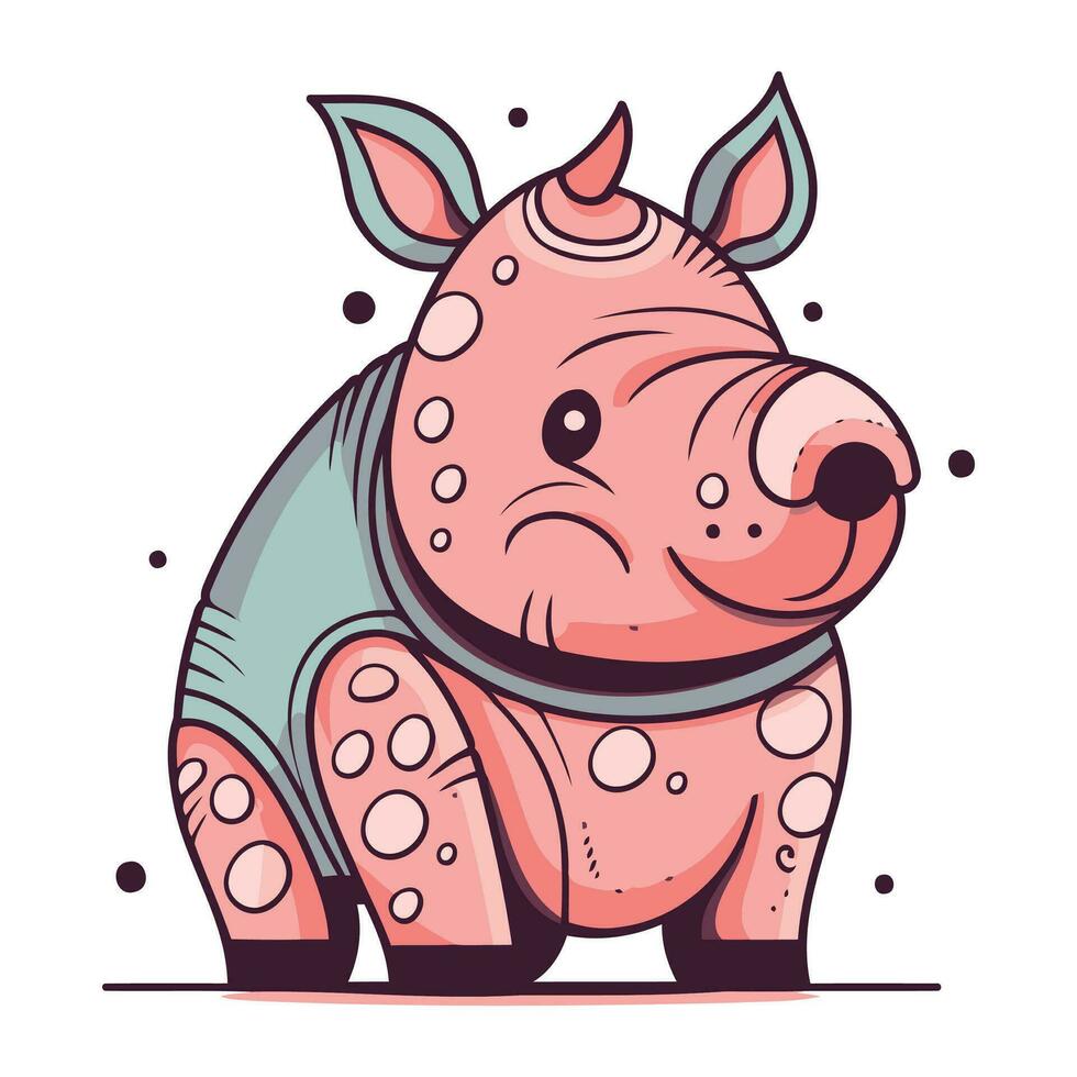 linda dibujos animados rinoceronte. vector ilustración en blanco antecedentes.