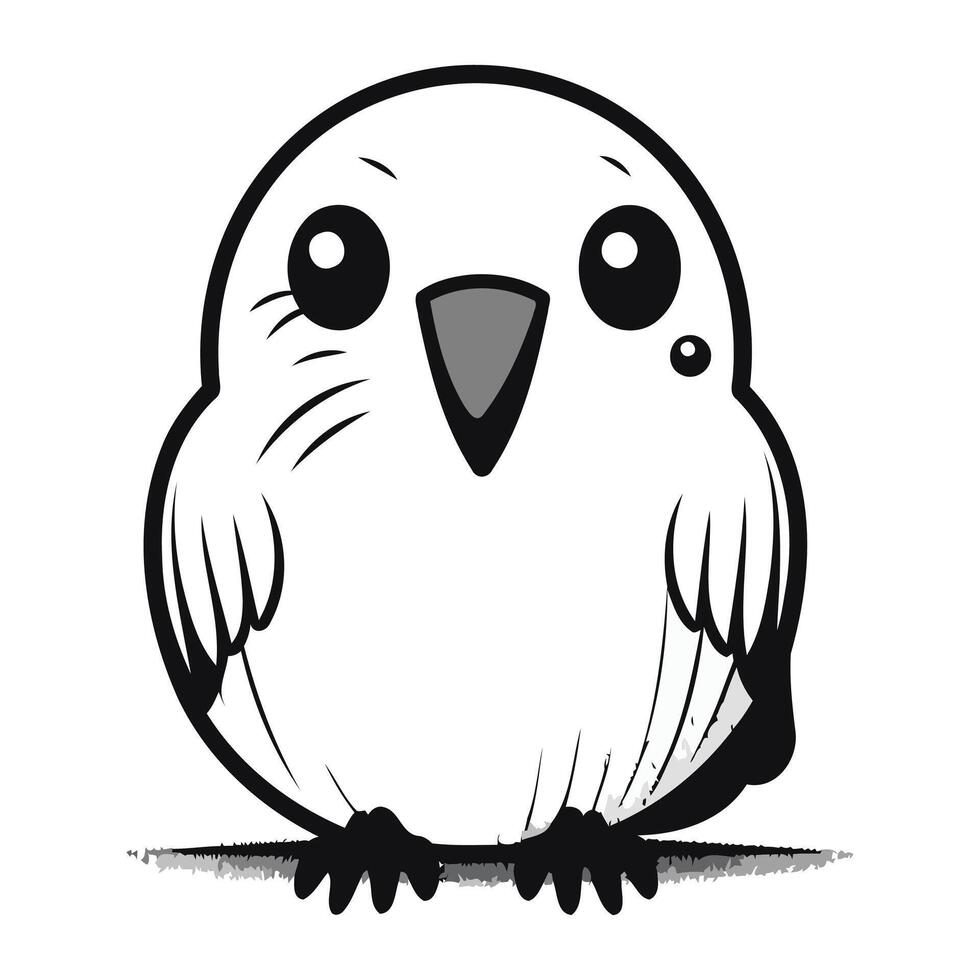 vector illustration of a cute cartoon black and white owl on a white