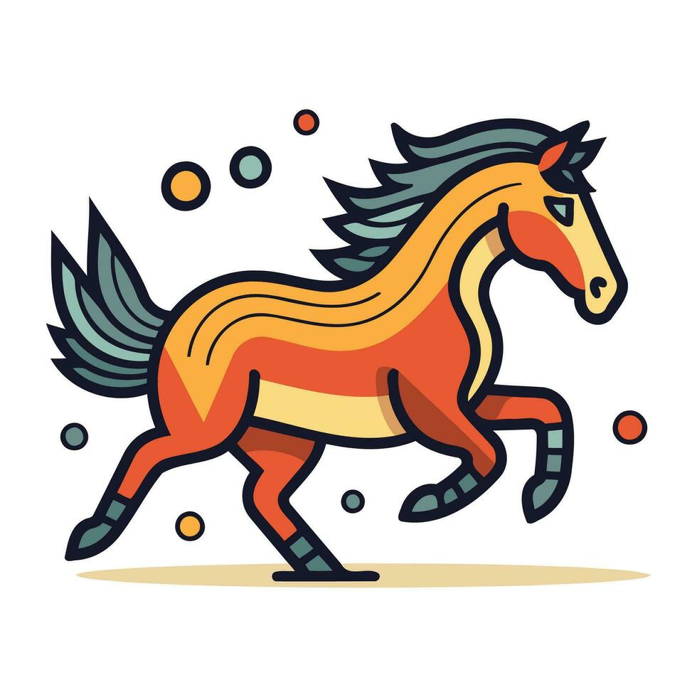 Running horse. Vector illustration in flat style isolated on white