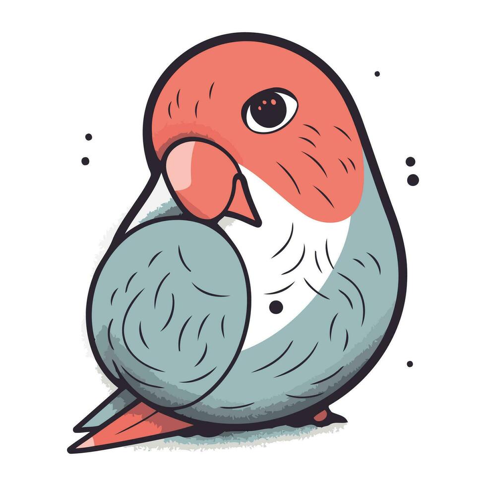 Vector illustration of a cute parrot on a white background. Hand drawn vector illustration.