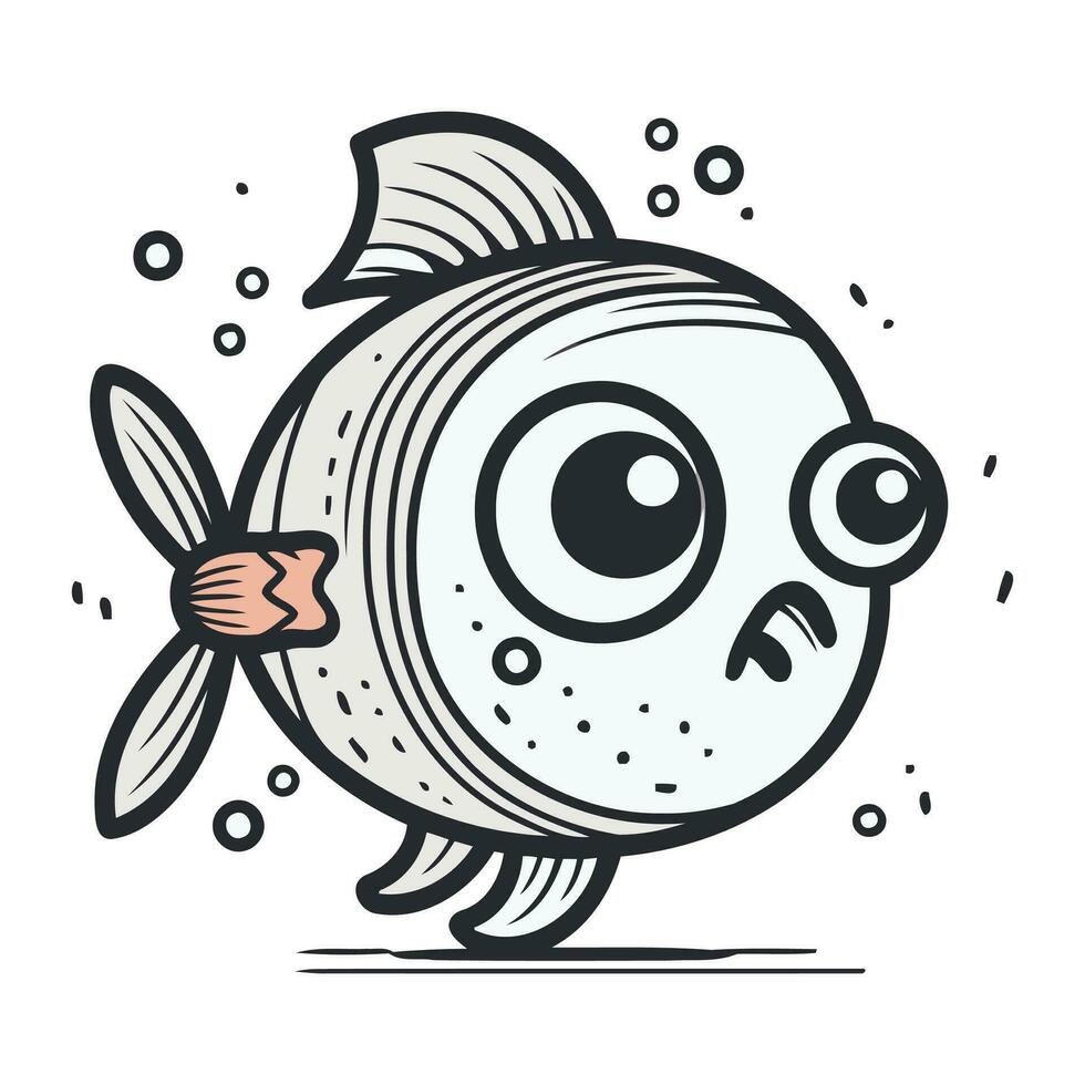Funny cartoon fish. Vector illustration isolated on a white background.