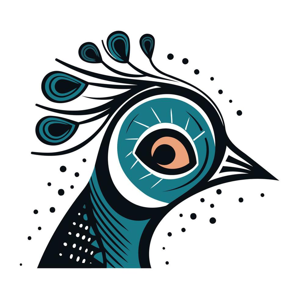 Peacock head. Vector illustration isolated on a white background.