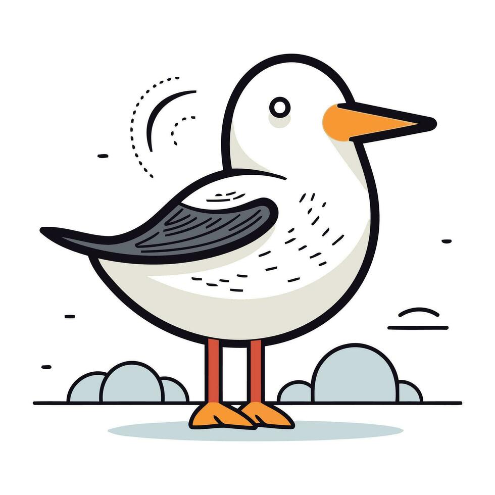 Seagull vector illustration. Flat design style. Bird character.