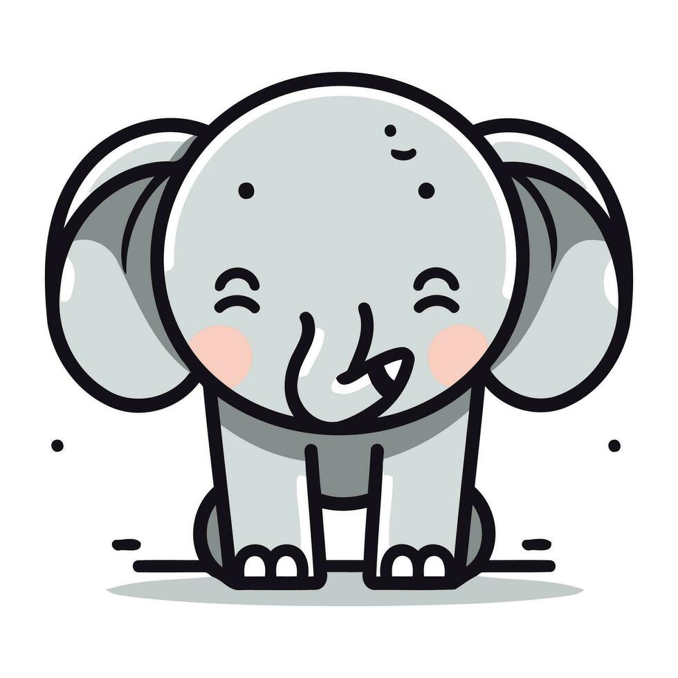 linda elefante vector ilustración. linda dibujos animados animal personaje.