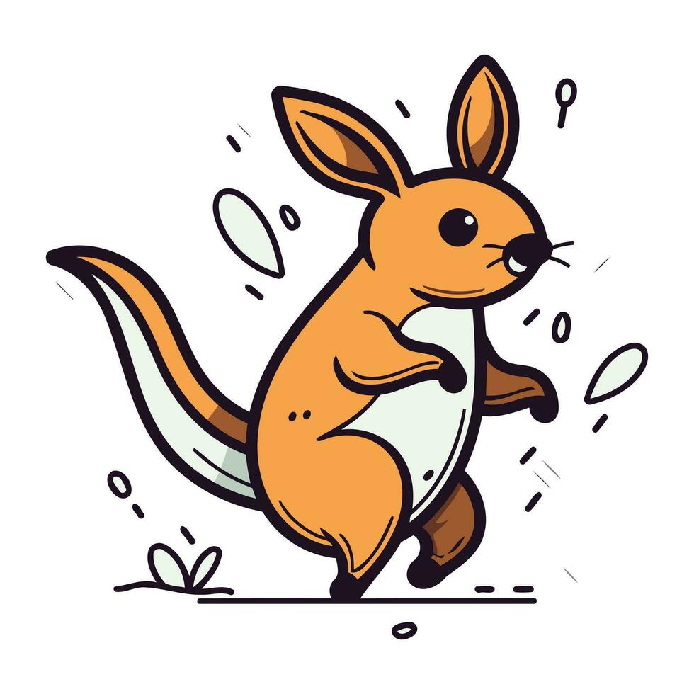 Kangaroo running. vector illustration. Cartoon kangaroo.