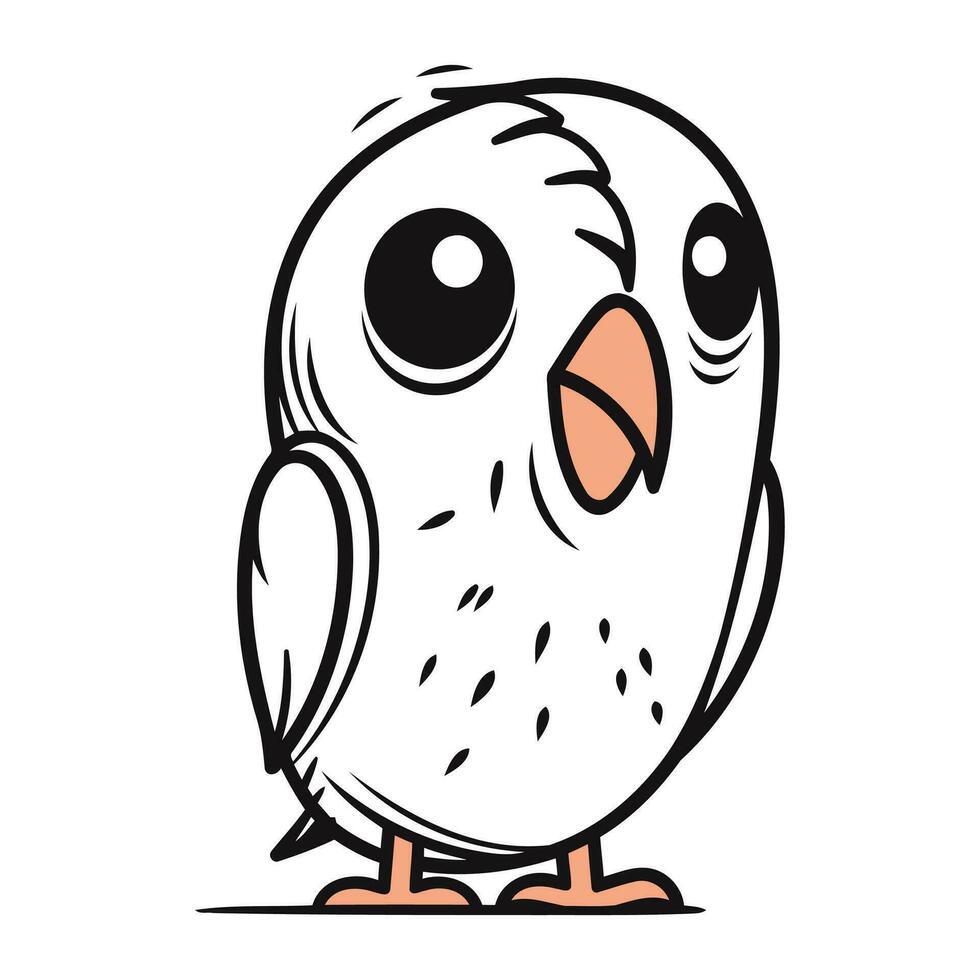 Cute cartoon owl. Vector illustration isolated on white background. Hand drawn bird.