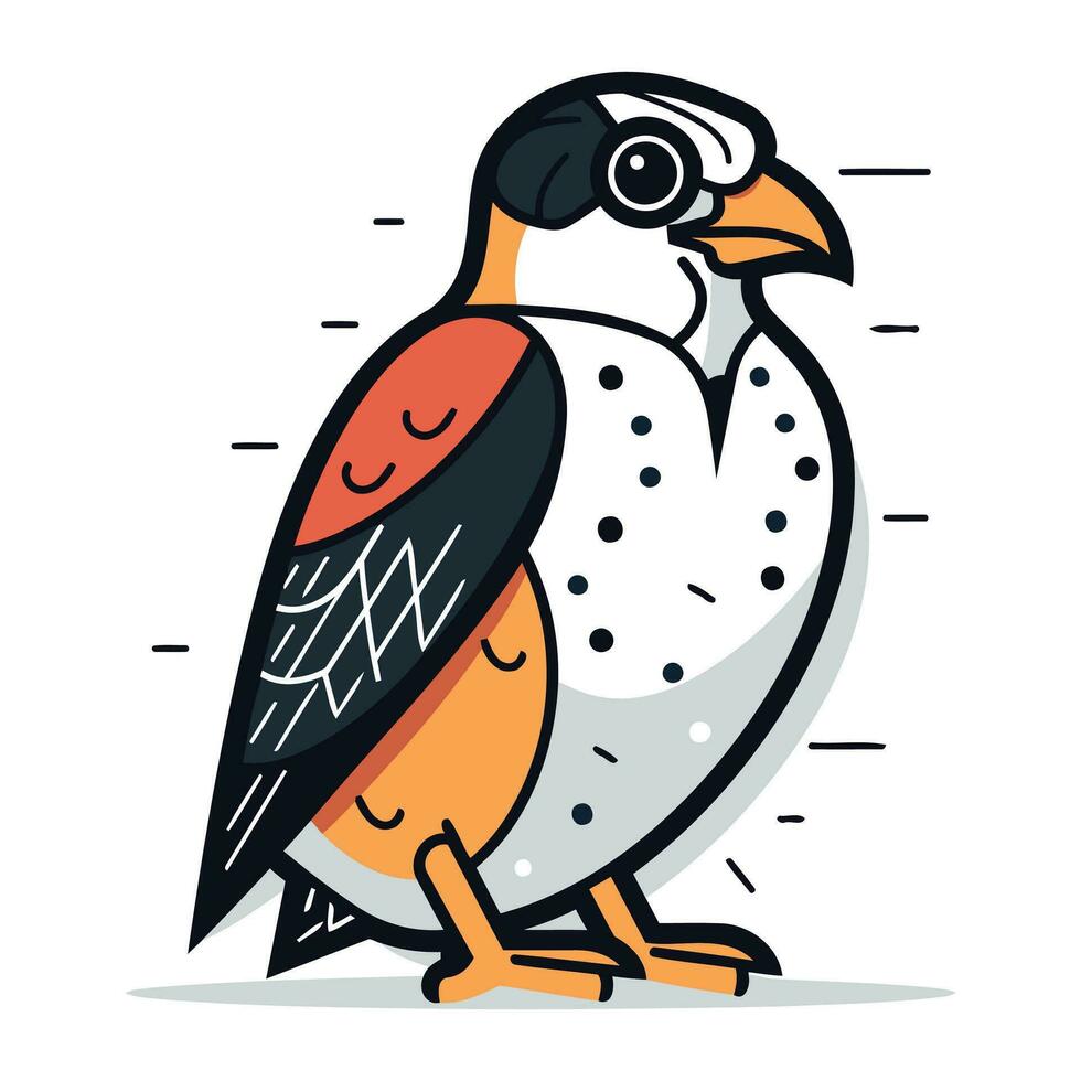 Cute kestrel bird. Vector illustration in cartoon style.