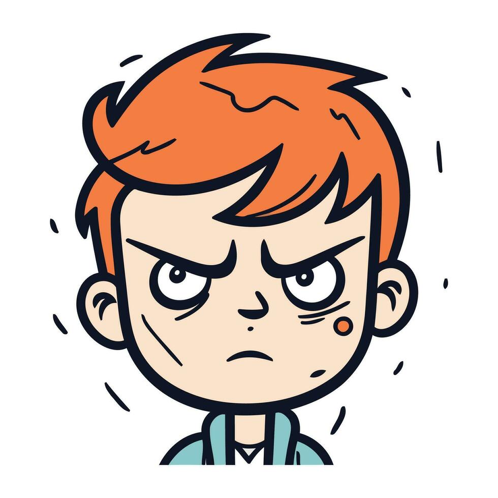 Angry boy cartoon vector illustration. Emotions and feelings series.