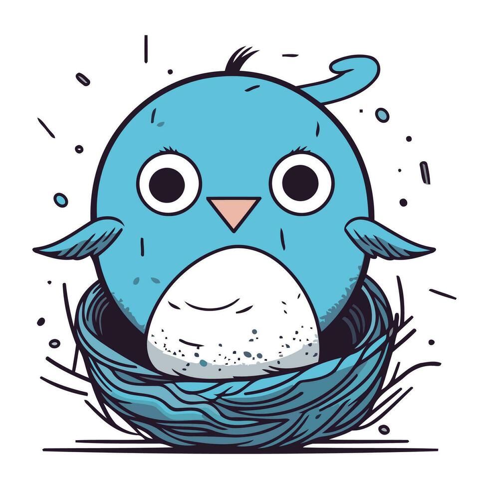 cute bird in nest cartoon vector illustration graphic design vector illustration graphic design